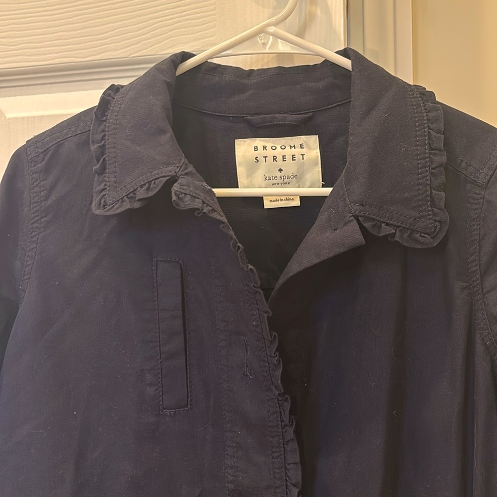 EUC kate spade Broome Street ruffle military jacket, size small